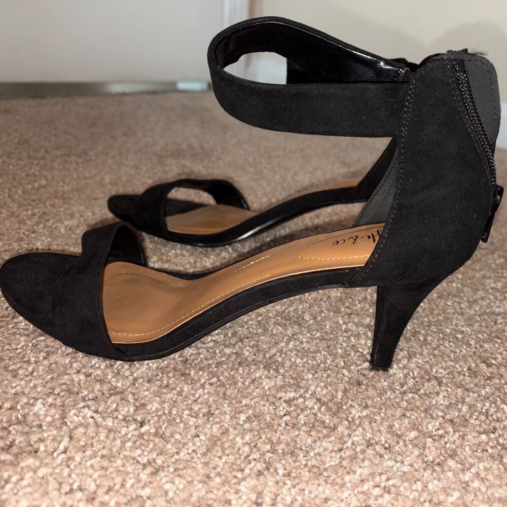 Black suede heels